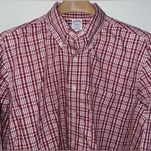 Brooks Brothers Men’s Classic Red Plaid Button-Down Shirt, Regent Size XL